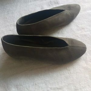 Dove gray suede wedges